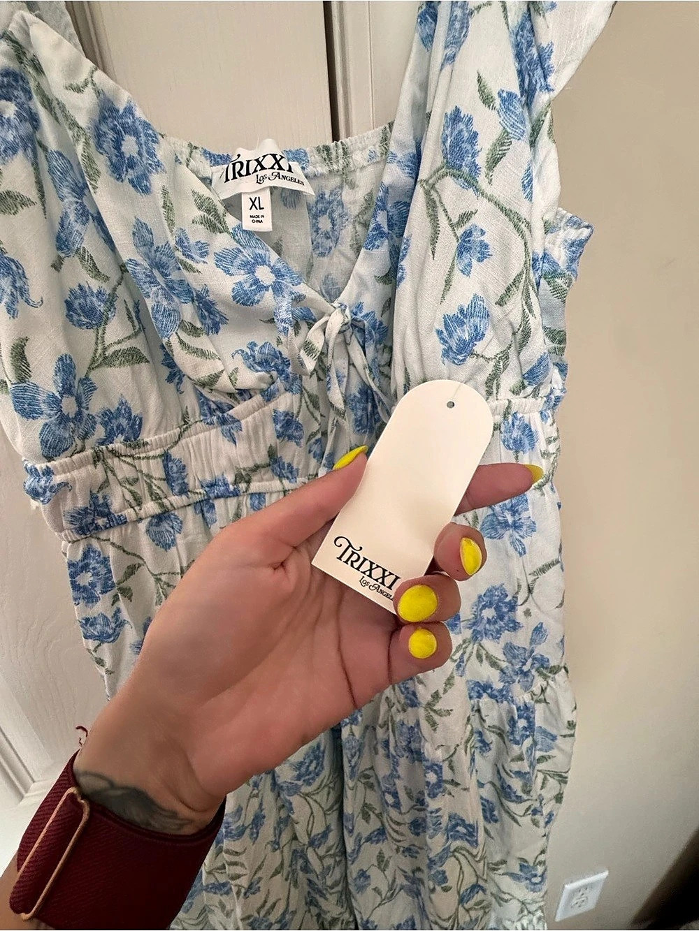 TRIXXI Floral Maxi Dress in White & Blue Size XL NWT - Picture 5 of 5